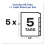 Avery Print and Apply Index Maker Clear Label Unpunched Dividers, 5-Tab, 11 x 8.5, White, 5 Sets View Product Image