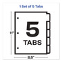 Avery Print and Apply Index Maker Clear Label Dividers, Big Tab, 5-Tab, White Tabs, 11 x 8.5, White, 1 Set (AVE11490) View Product Image