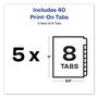 Avery Customizable Print-On Dividers, Unpunched, 8-Tab, 11 x 8.5, White, 5 Sets View Product Image