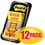 Post-it Flags Arrow Message 1" Page Flags, Sign Here, Yellow, 50 Flags/Dispenser, 12 Dispensers/Pack (MMM680SH12) View Product Image