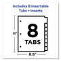 Avery Insertable Big Tab Plastic Dividers, 8-Tab, 11 x 8.5, Assorted, 1 Set (AVE11901) View Product Image