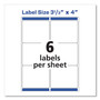 Avery Shipping Labels w/ TrueBlock Technology, Inkjet Printers, 3.33 x 4, White, 6/Sheet, 25 Sheets/Pack View Product Image