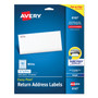 Avery Easy Peel White Address Labels w/ Sure Feed Technology, Inkjet Printers, 0.5 x 1.75, White, 80/Sheet, 25 Sheets/Pack (AVE8167) View Product Image