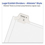 Avery Preprinted Legal Exhibit Side Tab Index Dividers, Allstate Style, 10-Tab, 1, 11 x 8.5, White, 25/Pack (AVE82199) View Product Image