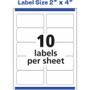 Avery Vibrant Inkjet Color-Print Labels w/ Sure Feed, 2 x 4, Matte White, 200/PK View Product Image
