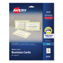 Avery Printable Microperforated Business Cards w/Sure Feed Technology, Inkjet, 2 x 3.5, Ivory, 250 Cards, 10/Sheet, 25 Sheets/Pack (AVE8376) View Product Image