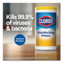 Clorox Disinfecting Wipes, 1-Ply, 7 x 8, Crisp Lemon, White, 35/Canister (CLO01594EA) View Product Image