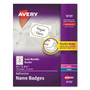 Avery Flexible Adhesive Name Badge Labels, 3 3/8 x 2 1/3, White/Gold Border, 120/PK View Product Image