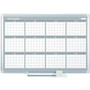 MasterVision 36" 12-month Calendar Planning Board - Yearly - 12 Month - White - Aluminum - 24" Height x 36" Width Product Image 