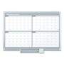 MasterVision Magnetic Dry Erase Calendar Board, Four-Month Planning/Scheduling, 48" x 36", White Surface, Satin Aluminum Frame View Product Image