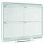 MasterVision Magnetic Dry Erase Calendar Board, Four-Month Planning/Scheduling, 48" x 36", White Surface, Satin Aluminum Frame View Product Image