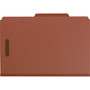 Smead Recycled Pressboard Classification Folders, 2" Expansion, 2 Dividers, 6 Fasteners, Legal Size, Red Exterior, 10/Box View Product Image