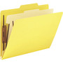 Smead Top Tab Classification Folders, Four SafeSHIELD Fasteners, 2" Expansion, 1 Divider, Letter Size, Yellow Exterior, 10/Box View Product Image