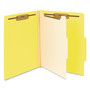 Smead Top Tab Classification Folders, Four SafeSHIELD Fasteners, 2" Expansion, 1 Divider, Letter Size, Yellow Exterior, 10/Box View Product Image
