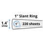 Avery Durable View Binder with DuraHinge and Slant Rings, 3 Rings, 1" Capacity, 11 x 8.5, White, 4/Pack View Product Image