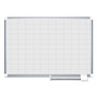 MasterVision Gridded Magnetic Steel Dry Erase Project Planning Board, 2" x 3" Cells, 48" x 36", White Surface, Satin Aluminum Frame View Product Image
