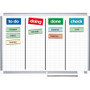 MasterVision Gridded Magnetic Steel Dry Erase Planning Board with Accessories, 1 x 2 Grid, 48 x 36, White Surface, Silver Aluminum Frame View Product Image