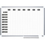 MasterVision Gridded Magnetic Steel Dry Erase Planning Board with Accessories, 1 x 2 Grid, 48 x 36, White Surface, Silver Aluminum Frame View Product Image