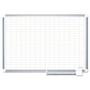 MasterVision Gridded Magnetic Steel Dry Erase Project Planning Board, 1" x 2" Cells, 72" x 48", White Surface, Satin Aluminum Frame View Product Image