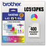 Brother LC513PKS Innobella Ink, 400 Page-Yield, Cyan/Magenta/Yellow (BRTLC513PKS) View Product Image