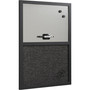 MasterVision Designer Fabric Bulletin Board, Combo Magnetic Dry Erase/Bulletin, 24" x 18", Charcoal/Gray Surface, Black Fiberboard Frame View Product Image