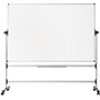 MasterVision Earth Silver Easy Clean Mobile Revolver Dry Erase Boards, 48" x 70", White Surface, Natural Steel Frame View Product Image