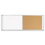 MasterVision Cubicle Workstation Dry Erase Board, Combo Magnetic Dry Erase/Bulletin, 48" x 18", Tan/White Surface, Satin Aluminum Frame View Product Image
