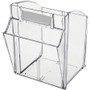 deflecto Tilt Bin Interlocking Multi-Bin Storage Organizer, 4 Sections, 23.63" x 6.63" x 8.13", Black/Clear (DEF20404OP) View Product Image