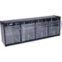 deflecto Tilt Bin Interlocking Multi-Bin Storage Organizer, 4 Sections, 23.63" x 6.63" x 8.13", Black/Clear (DEF20404OP) View Product Image