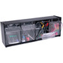 deflecto Tilt Bin Interlocking Multi-Bin Storage Organizer, 4 Sections, 23.63" x 6.63" x 8.13", Black/Clear View Product Image