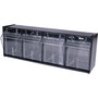 deflecto Tilt Bin Interlocking Multi-Bin Storage Organizer, 4 Sections, 23.63" x 6.63" x 8.13", Black/Clear (DEF20404OP) View Product Image