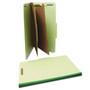 Universal Six-Section Pressboard Classification Folders, 2" Expansion, 2 Dividers, 6 Fasteners, Legal Size, Green Exterior, 10/Box View Product Image