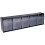 deflecto Tilt Bin Interlocking Multi-Bin Storage Organizer, 5 Sections, 23.63" x 5.25" x 6.5", Black/Clear (DEF20504OP) View Product Image