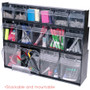 deflecto Tilt Bin Interlocking Multi-Bin Storage Organizer, 6 Sections, 23.63" x 3.63" x 4.5", Black/Clear (DEF20604OP) View Product Image