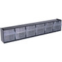 deflecto Tilt Bin Interlocking Multi-Bin Storage Organizer, 6 Sections, 23.63" x 3.63" x 4.5", Black/Clear View Product Image