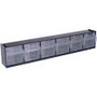 deflecto Tilt Bin Interlocking Multi-Bin Storage Organizer, 6 Sections, 23.63" x 3.63" x 4.5", Black/Clear (DEF20604OP) View Product Image