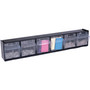 deflecto Tilt Bin Interlocking Multi-Bin Storage Organizer, 6 Sections, 23.63" x 3.63" x 4.5", Black/Clear (DEF20604OP) View Product Image