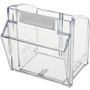 deflecto Tilt Bin Interlocking Multi-Bin Storage Organizer, 6 Sections, 23.63" x 3.63" x 4.5", Black/Clear (DEF20604OP) View Product Image