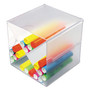 deflecto Stackable Cube Organizer, X Divider, 4 Compartments, Plastic, 6 x 7.2 x 6, Clear (DEF350201) View Product Image