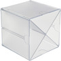 deflecto Stackable Cube Organizer, X Divider, 4 Compartments, Plastic, 6 x 7.2 x 6, Clear (DEF350201) View Product Image