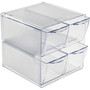deflecto Stackable Cube Organizer, 4 Compartments, 4 Drawers, Plastic, 6 x 7.2 x 6, Clear (DEF350301) View Product Image