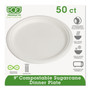 Eco-Products Renewable Sugarcane Plates, 9" dia, Natural White, 50/Packs (ECOEPP013PK) View Product Image