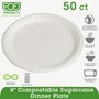 Eco-Products Renewable Sugarcane Plates Convenience Pack, 6" dia, Natural White, 50/Pack (ECOEPP016PK) View Product Image