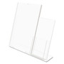 deflecto Superior Image Slanted Sign Holder with Side Pocket, 13.5w x 4.25d x 10.88h, Clear (DEF599401) View Product Image