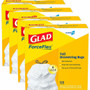 Glad ForceFlex Tall Kitchen Drawstring Trash Bags - 13 gal Capacity - 27" Length x 24" Width - Drawstring Closure - White - Plastic Product Image 