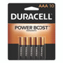 Duracell Power Boost CopperTop Alkaline AAA Batteries, 10/Pack View Product Image