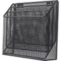 Lorell Mesh Desktop Organizer - 3 Tier(s) - 11.42" Height x 3.54" Width x 12.72" Length - Desktop - Durable - Black Product Image 