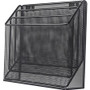 Lorell Mesh Desktop Organizer - 3 Tier(s) - 11.42" Height x 3.54" Width x 12.72" Length - Desktop - Durable - Black Product Image 