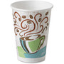 Dixie PerfecTouch Paper Hot Cups and Lids Combo, 12 oz, Coffee Haze Design, 50/Pack, 6 Packs/Carton View Product Image