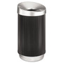 Safco At-Your-Disposal Vertex Waste Receptacle - 38 gal Capacity - Round - 38" Height x 36" Width x 20" Depth x 20" Diameter - Plastic - Black, Silver Product Image 